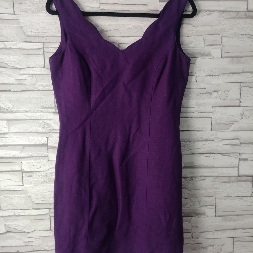 Vintage Beechers Brook Purple V-Neck Mini Dress
